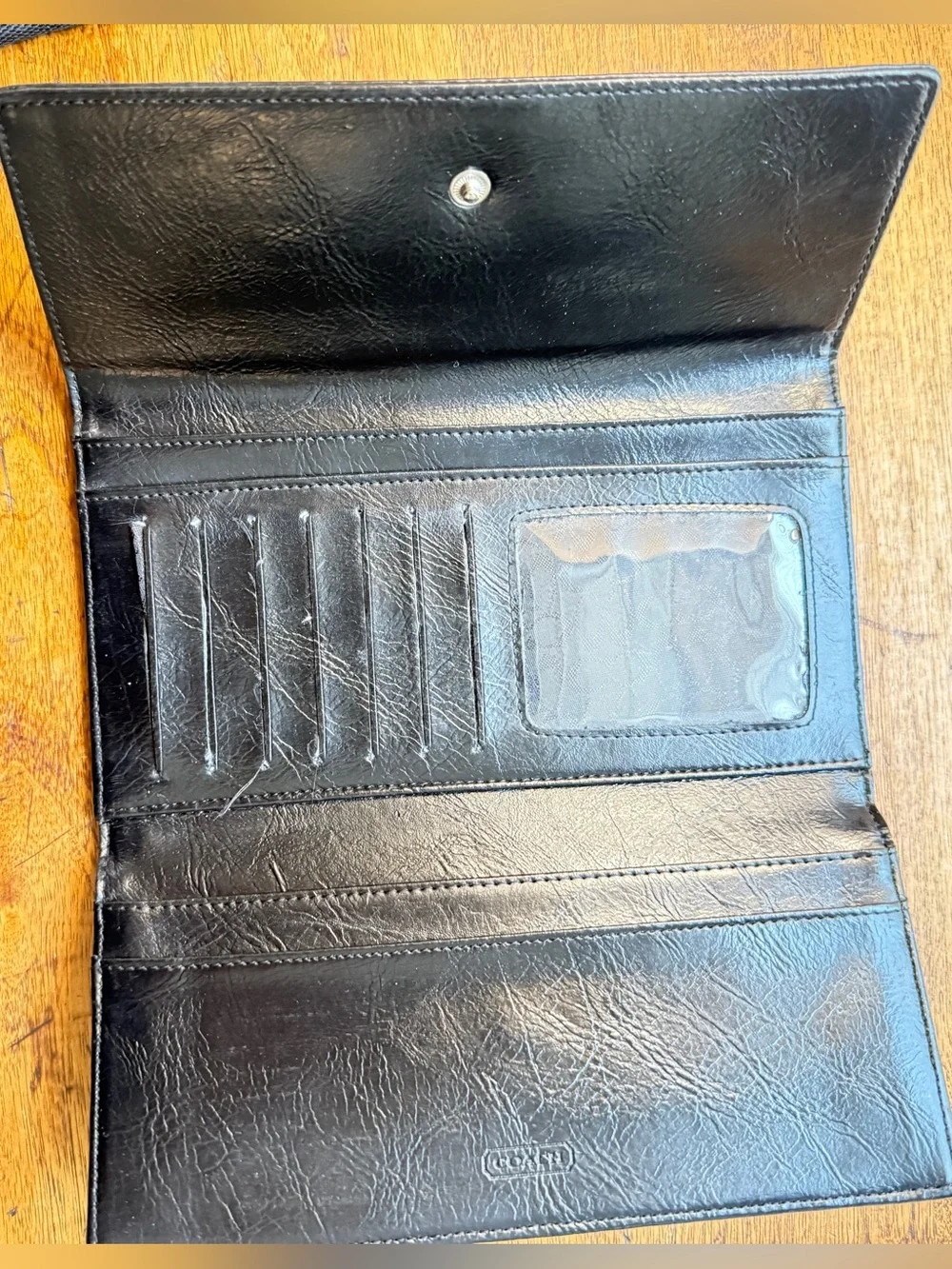 Classic Black Coach Signature Canvas & Leather Checkbook Wallet Set